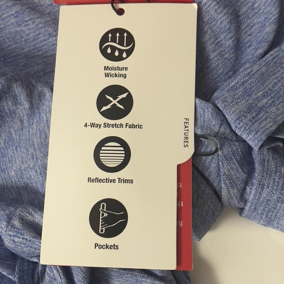 Spyder Active Shirt XL Heather Blue Cutout Back Reflective Pockets 4-way stretch - Picture 8 of 10